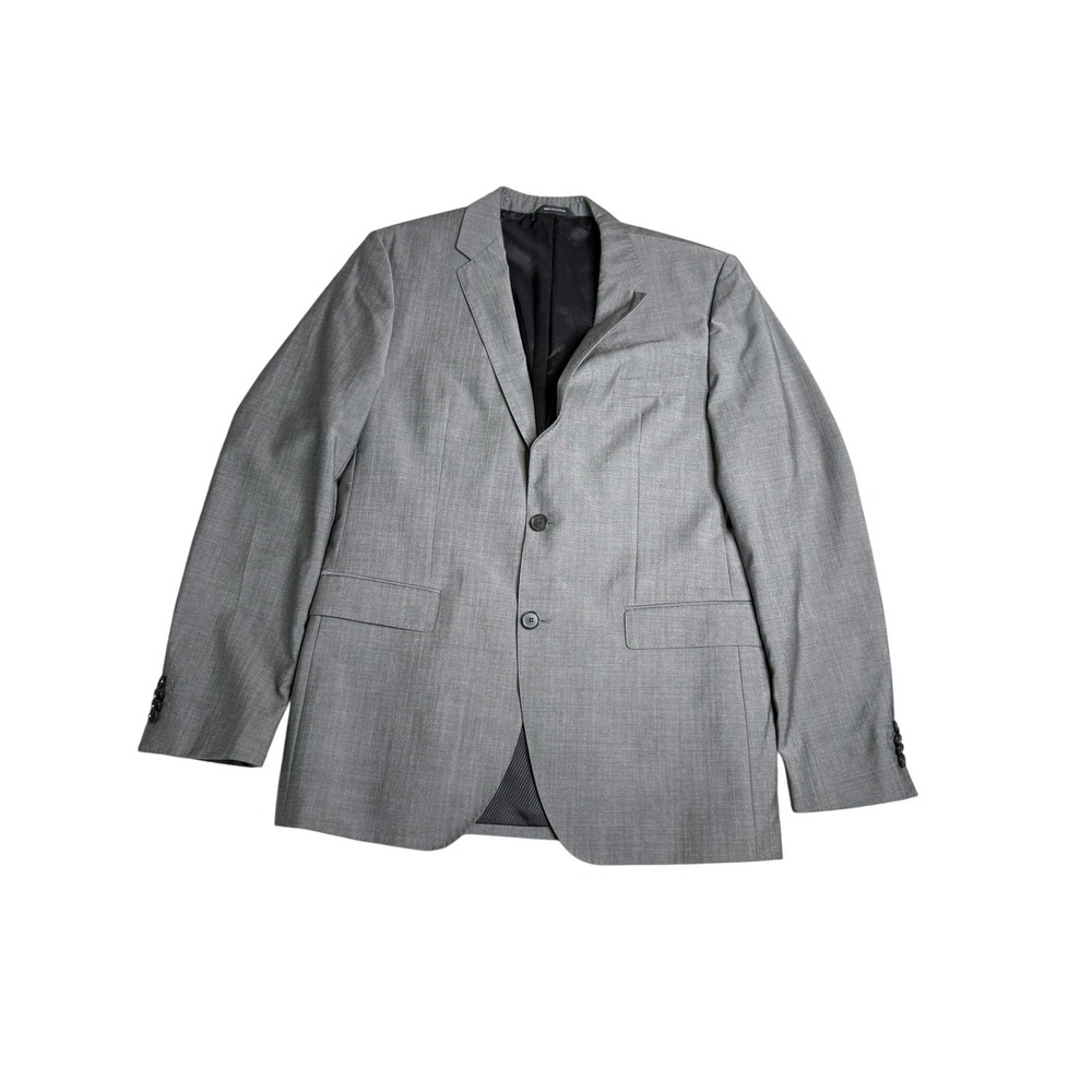 Hugo Boss Blazer Gray Woven Lanificio Tesse Biella Wool Blend Sport Mens 42L
